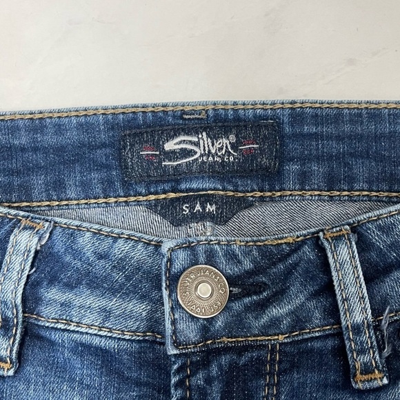 Silver Jeans Sam Distressed Straight Leg Jeans Size 27 - Picture 5 of 8